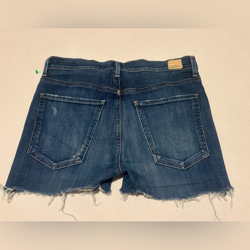 Citizens Of Humanity Distressed Dark Blue Cut Off Shorts - Picture 2 of 4